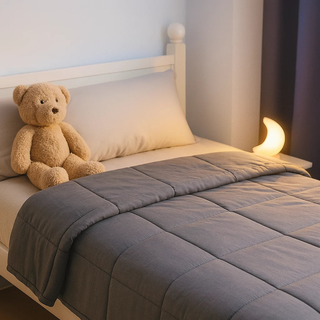 Couverture lestée sur un lit