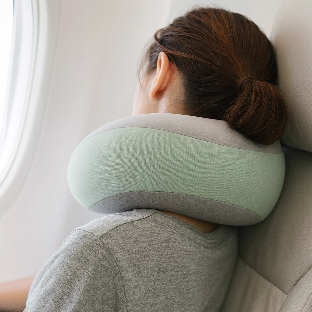 Oreiller de voyage porté en avion