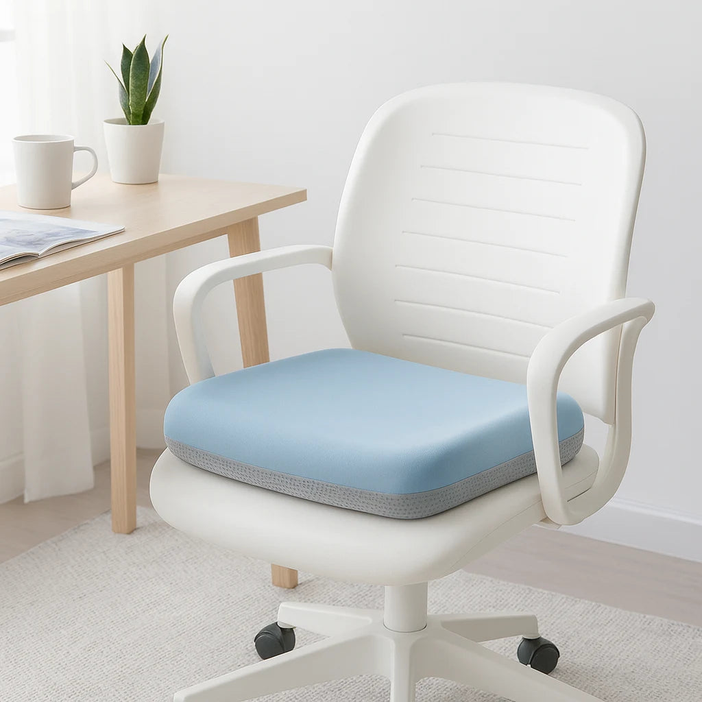 Coussin d'assise ergonomique sur une chaise de bureau