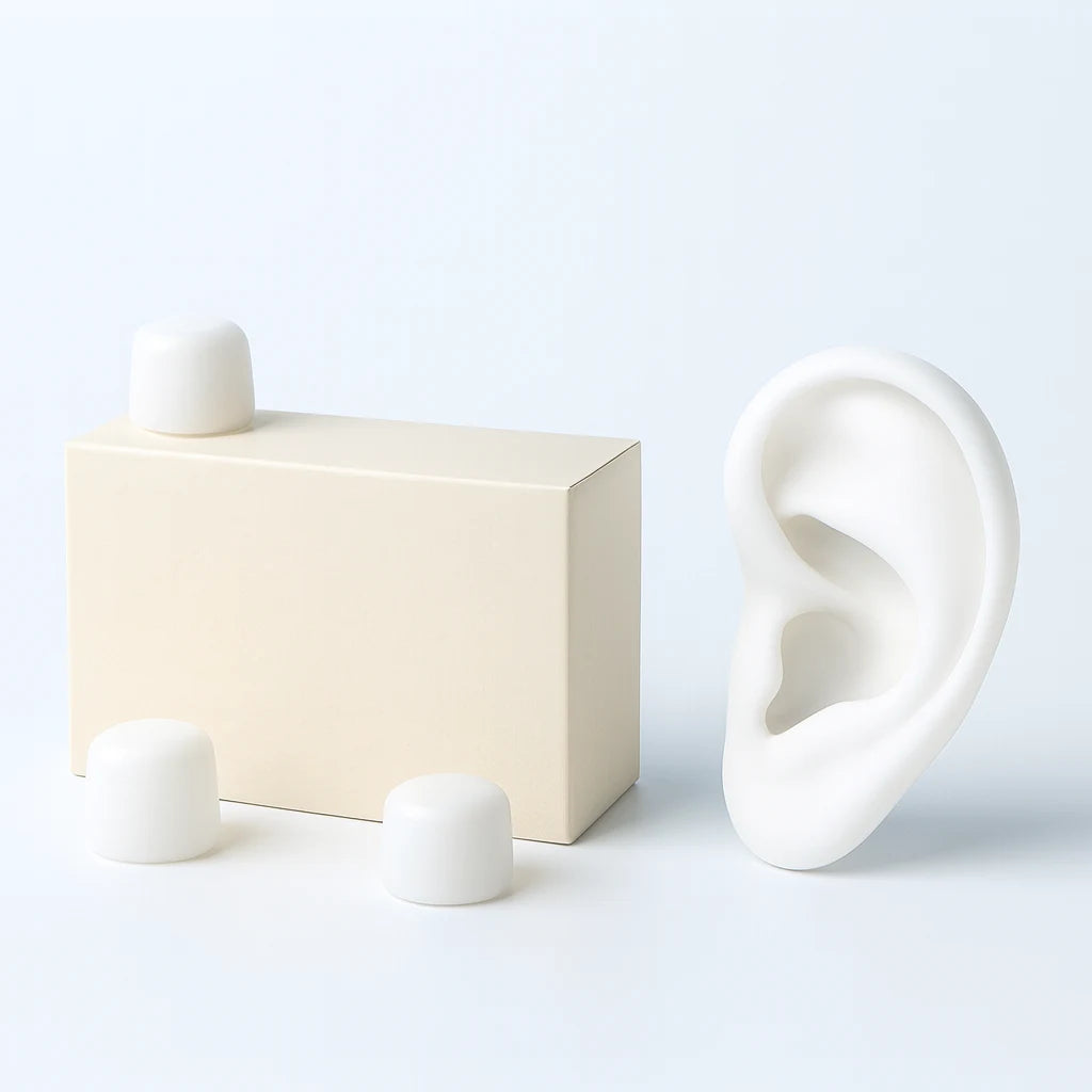 Bouchons d'oreilles silicone modelables blancs, boîte de 6