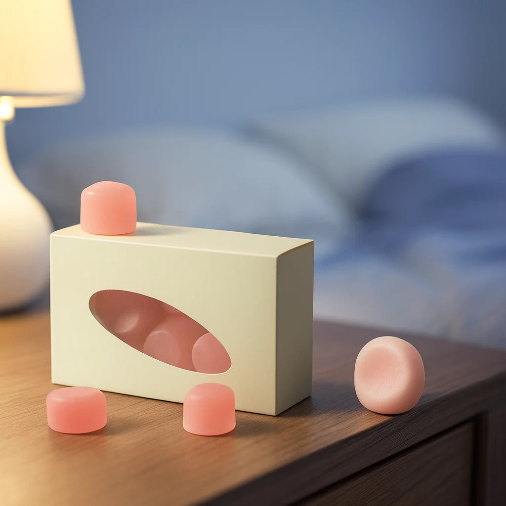 Boîte de bouchons silicone sur la table de nuit