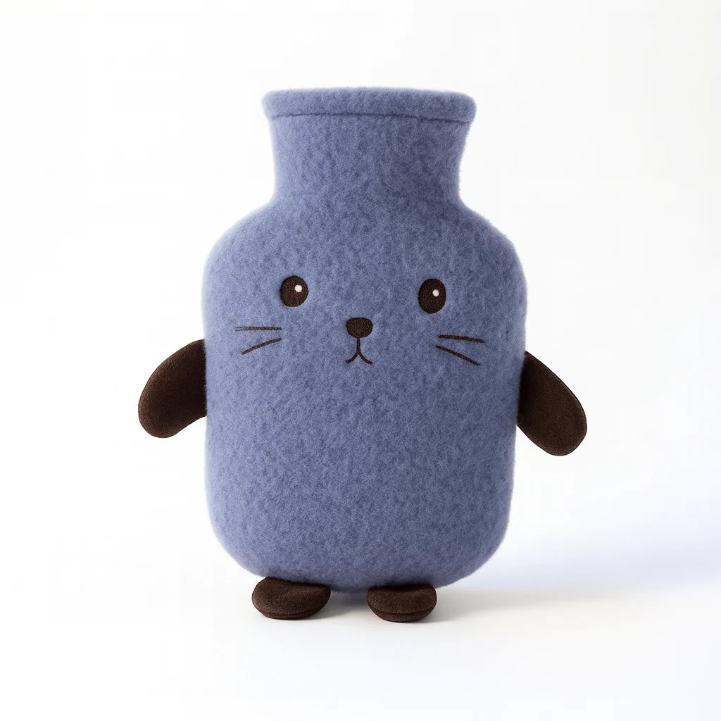 Bouillotte à eau housse peluche bleu périwinkle Reposia