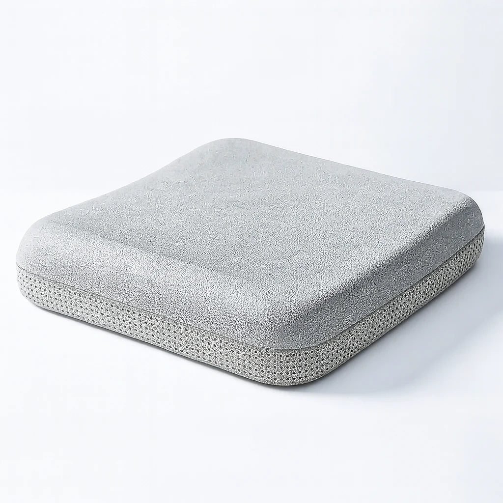 Coussin d'assise ergonomique à mémoire de forme gris
