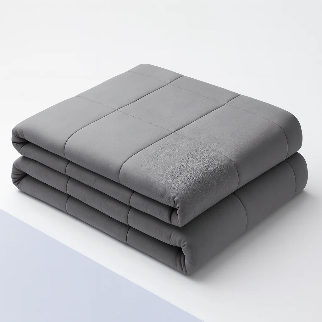 Couverture lestée adulte 152x203 cm pliée, billes de verre en compartiments cousus