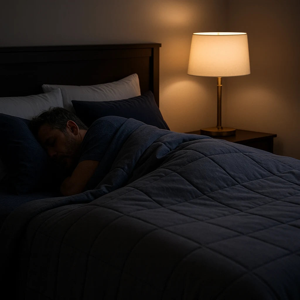 Nuit complète sous la couverture lestée adulte, pression profonde répartie