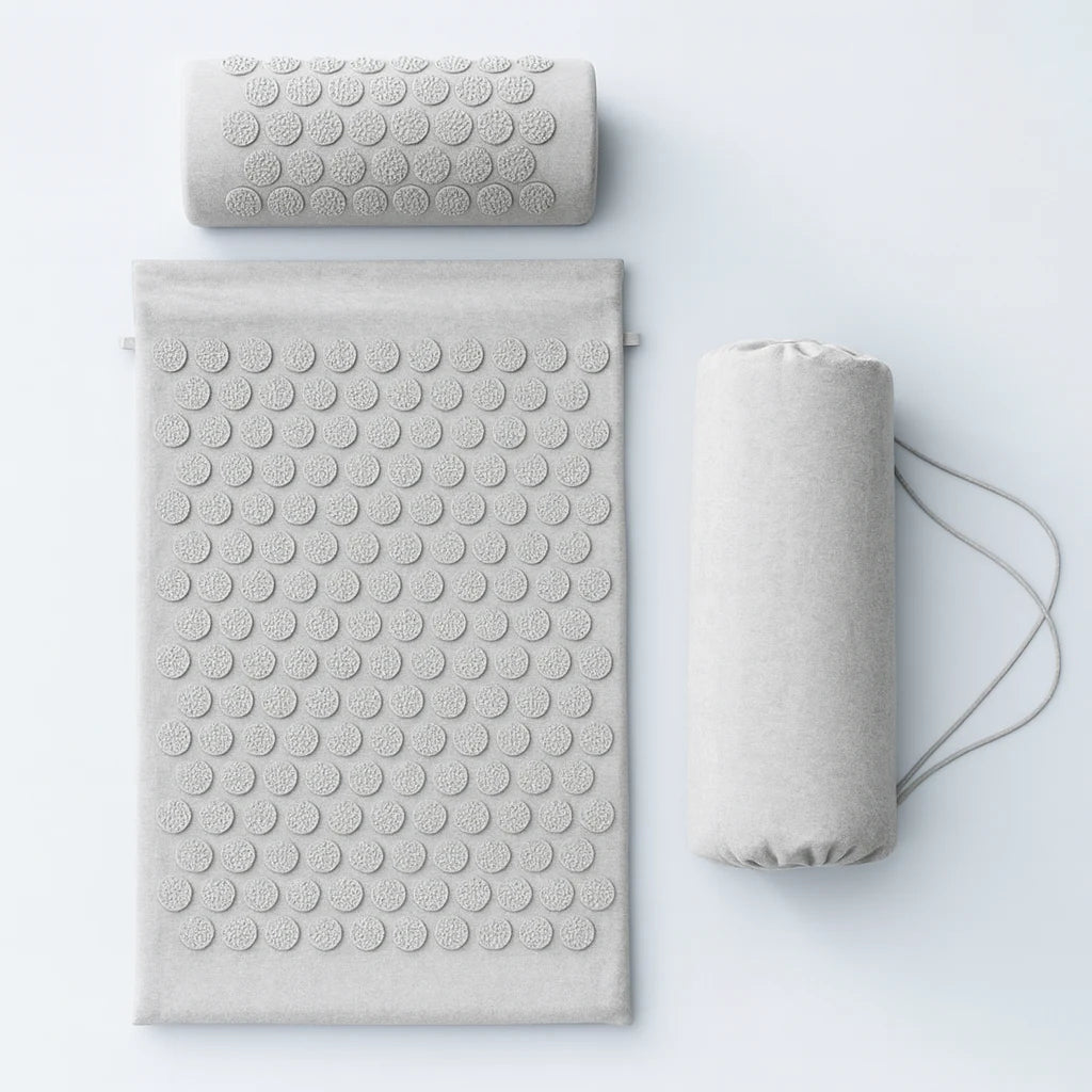 Kit d'Acupression 3 Pièces : Tapis + Coussin + Sac · Gris , packshot coloris gris