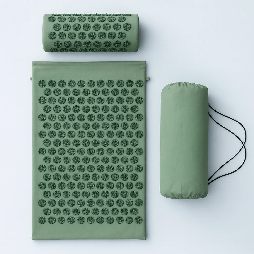 Kit d'Acupression 3 Pièces : Tapis + Coussin + Sac · Vert sauge , packshot coloris vert sauge