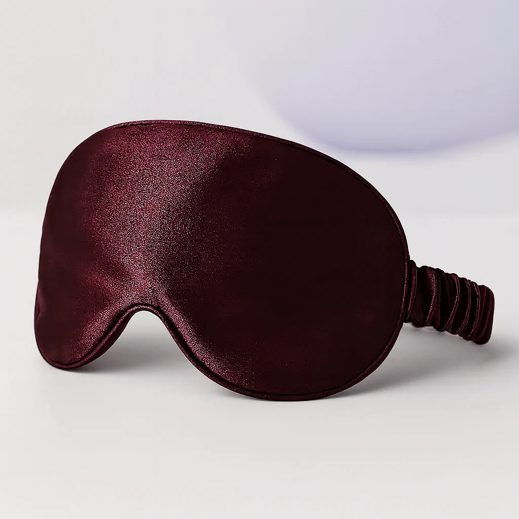 Masque de nuit en soie de mûrier bordeaux Reposia