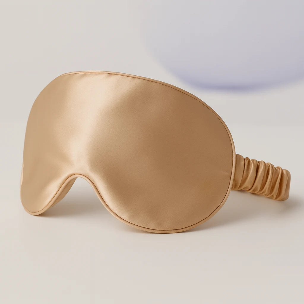 Masque de nuit en soie de mûrier champagne doré Reposia