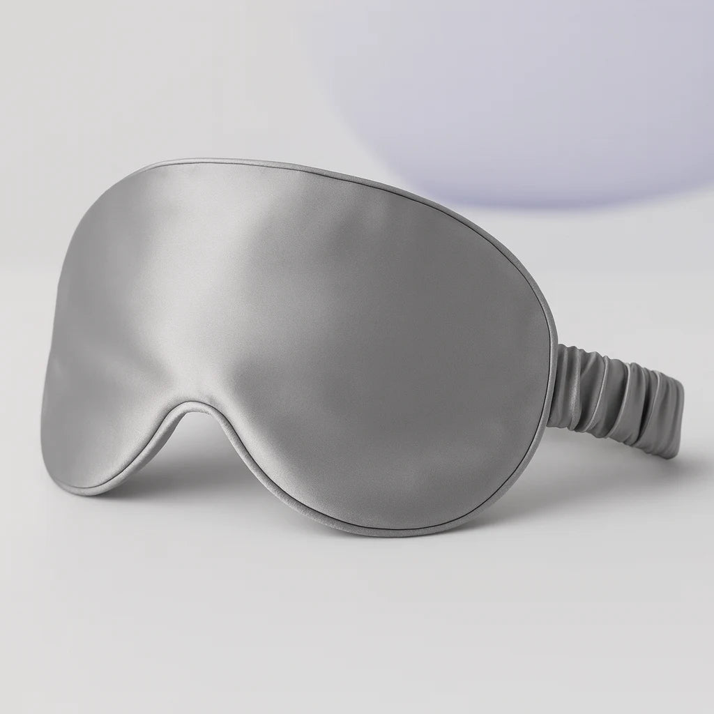 Masque de nuit en soie de mûrier gris argent Reposia