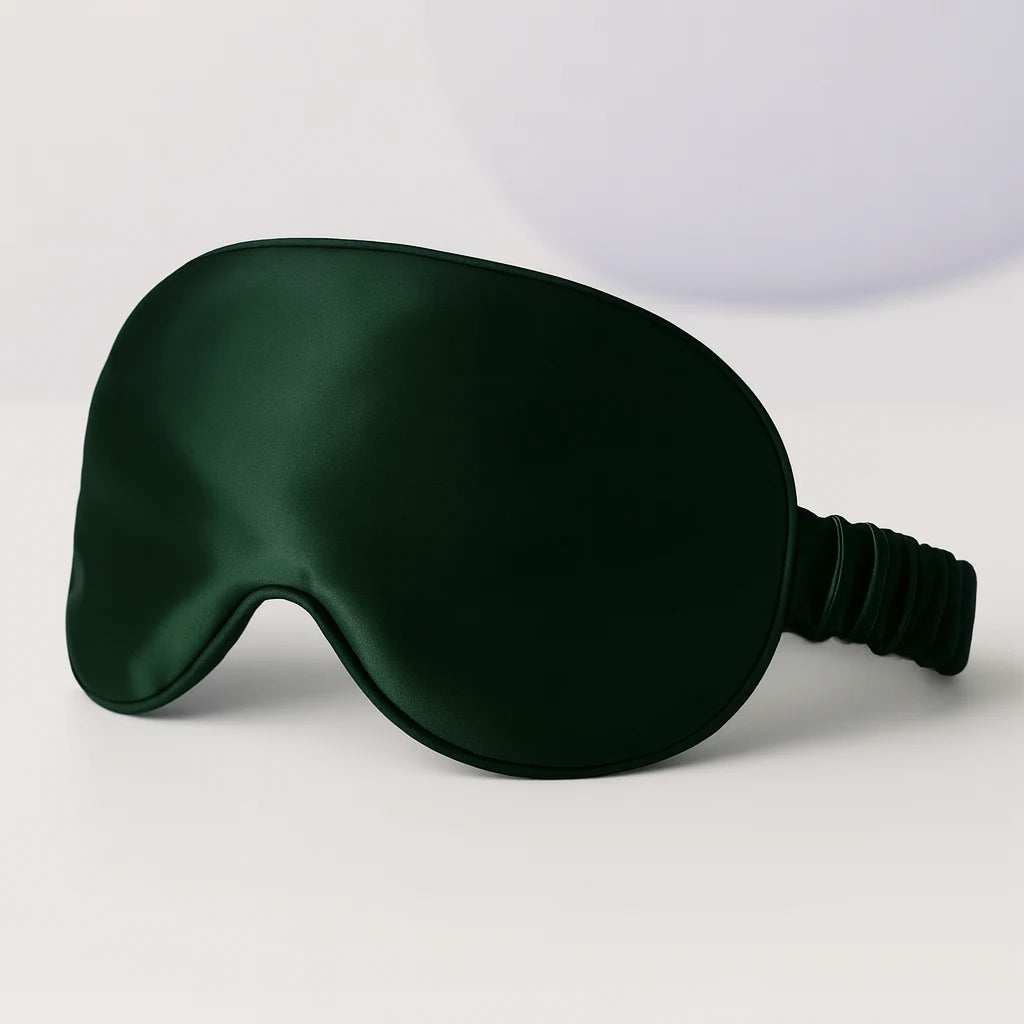 Masque de nuit en soie de mûrier vert forêt Reposia