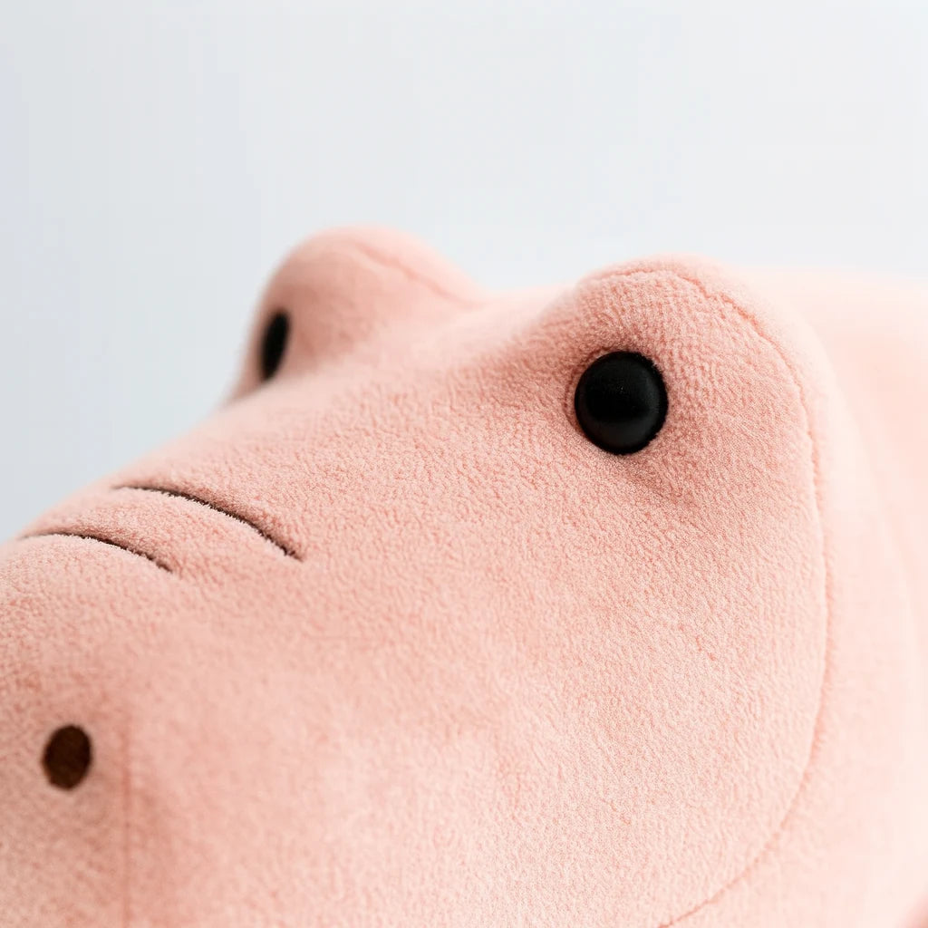 Fourrure ultra-douce de la peluche lestée crocodile rose en gros plan