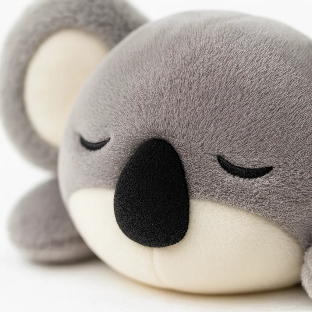 Fourrure ultra-douce de la peluche lestée koala en gros plan