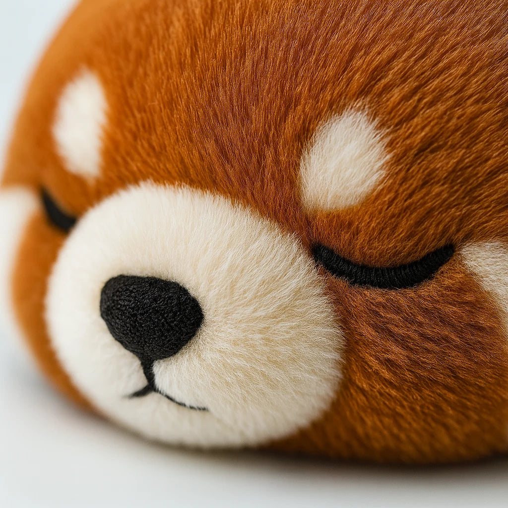 Fourrure ultra-douce de la peluche lestée panda roux en gros plan